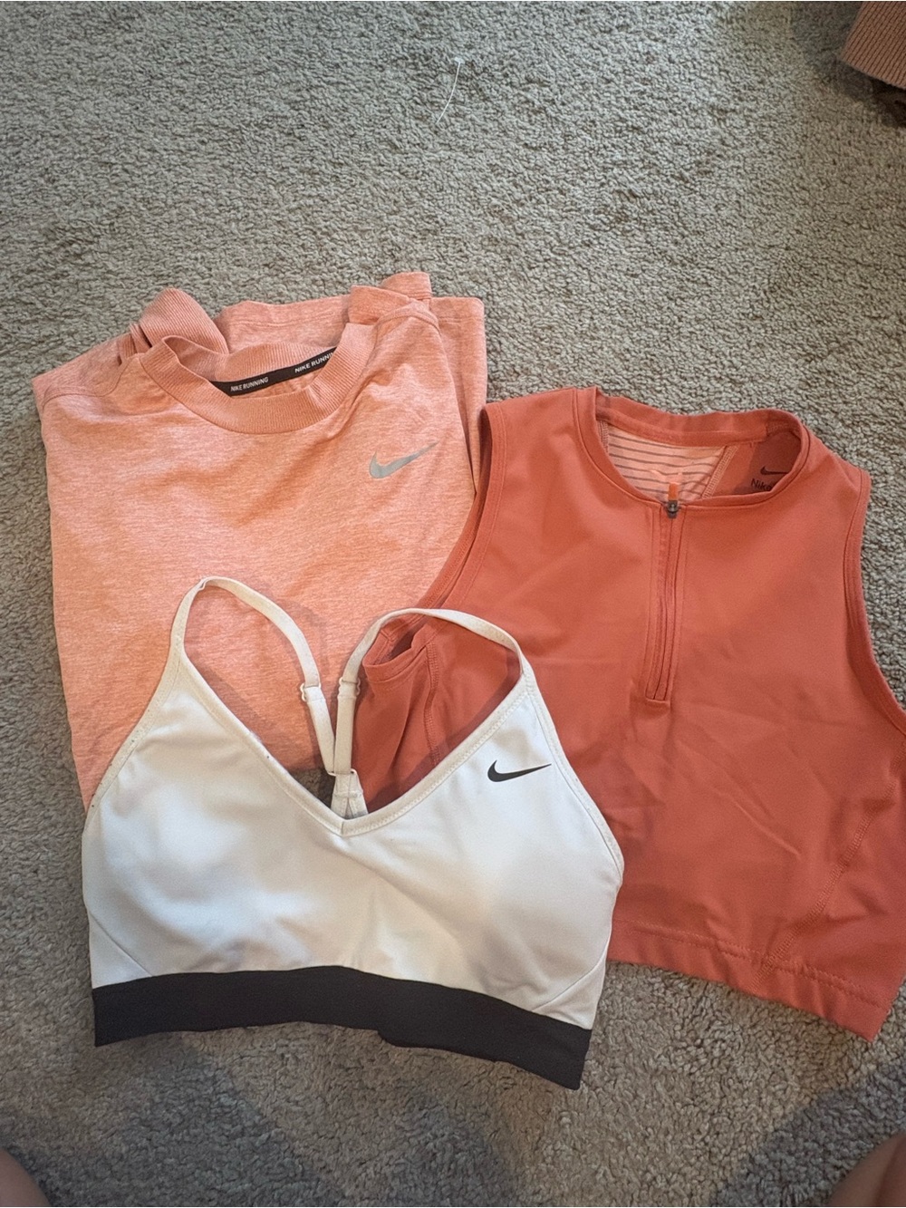 Nike Coral and White 3-Piece Active Set
